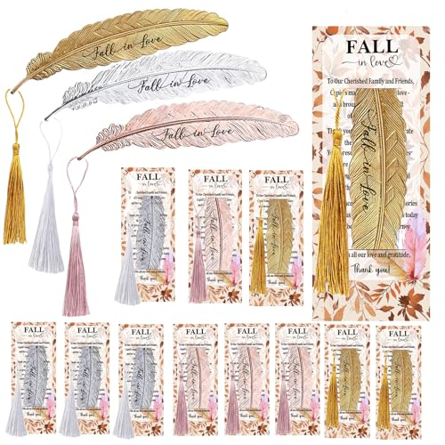 36 Packs Wedding Favors for Guests Bulks Metal Feather Bookmarks