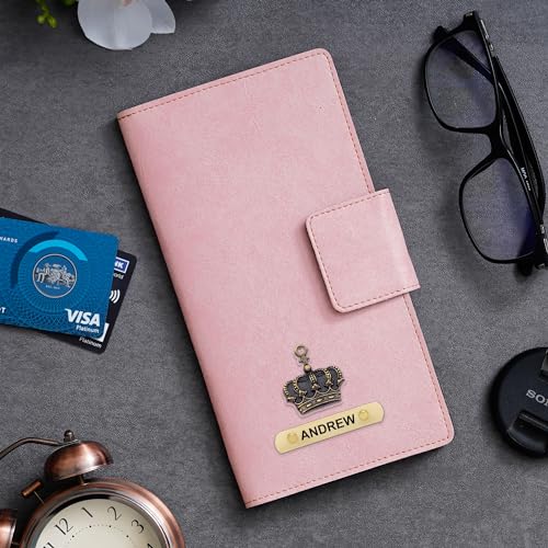 Image of Customized Travel Wallet with Name Engrave | Personalised Passport Holder for Women | Customised Passport Cover for Men and Women | Travel Organizer Gift Wallet (Pink)