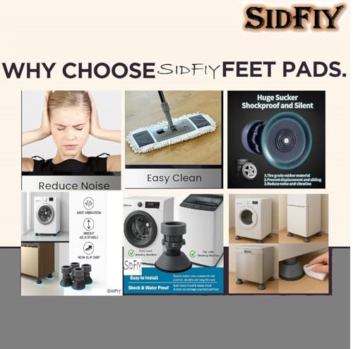 Image of Anti Vibration Pads for Washing Machine | Washing Machine Foot Pad 4 Pc Set | Noise-Cancelling Rubber | Height-Adjustable | Floor Trays | Set of 4 Pcs. (Large HeavyDuty)