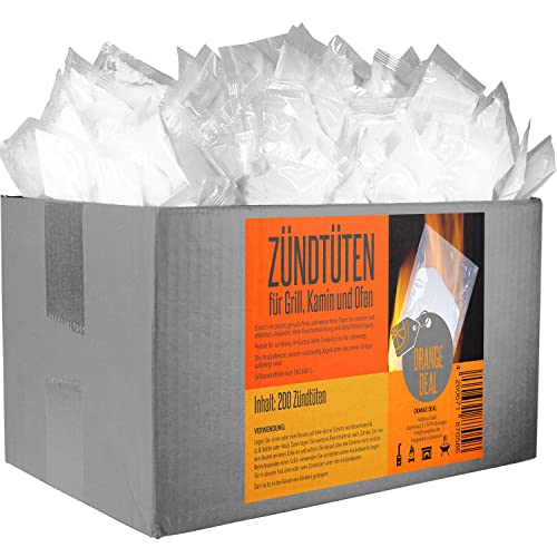 ORANGE DEAL 200 Zündtüten im Karton geruchsfreie wasserfeste Grillanzünder - Kaminanzünder (Fire Starter) für Grill (Holzbriketts, Grillkohle), Kamin (Kaminanzünder) oder Ofen zum sicheren Anzünden. ORANGE DEAL 200 Zündtüten im Karton geruchsfreie wasserfeste Grillanzünder - Kaminanzünder (Fire Starter) für Grill (Holzbriketts, Grillkohle), Kamin (Kaminanzünder) oder Ofen zum sicheren Anzünden.