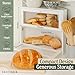 BakedBin Corner Bread Box for Kitchen Countertop - New 2026 Airtight Design - Extra Large, Double Layer White Breadbox, Vintage Storage for Homemade Bread, Under Cabinet Organizer