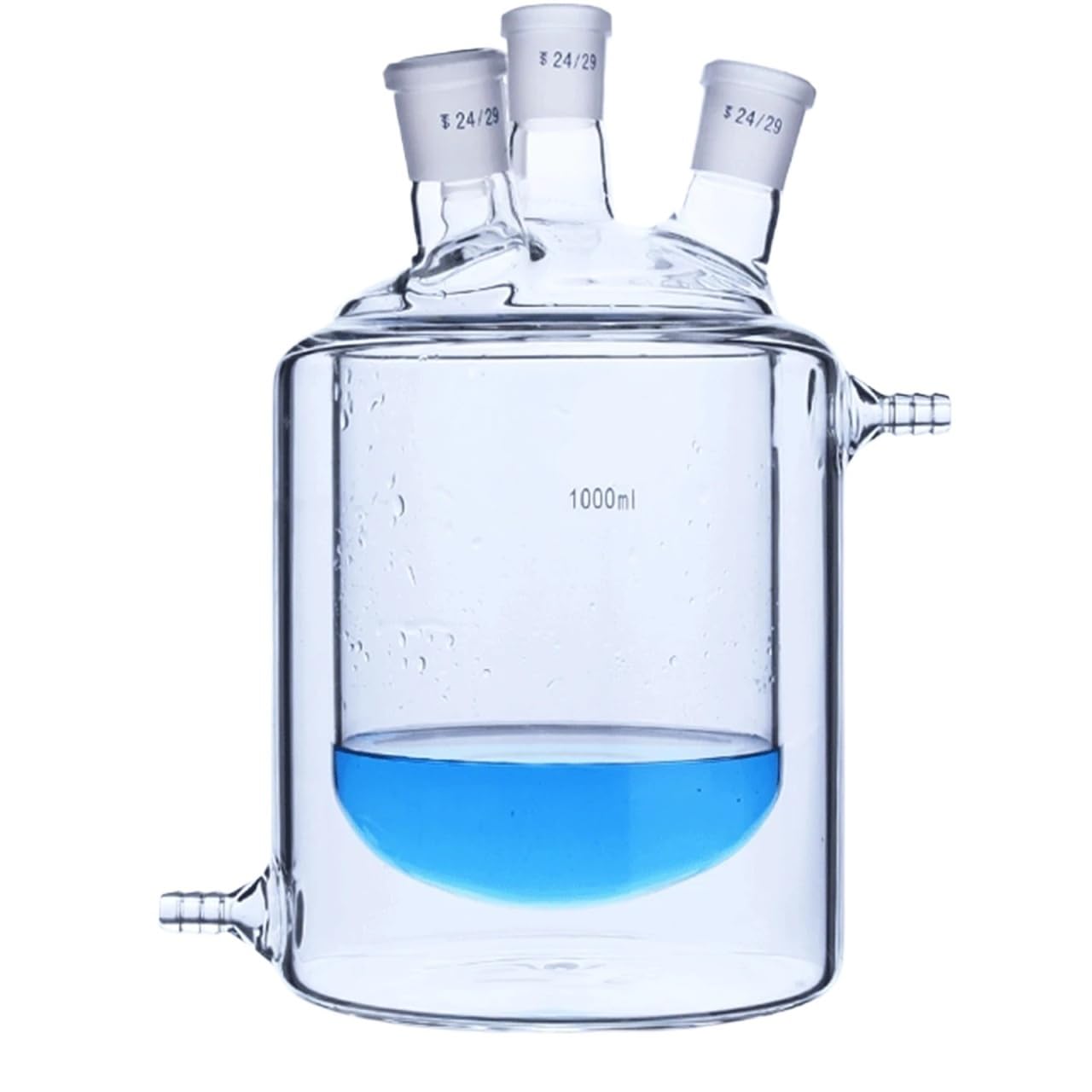matraz de fondo redondo， Frasco de reacción de laboratorio, de tres cuellos, doble capa, junta 24/29, varios tamaños (250-2000 ml)(250ml 24-29)