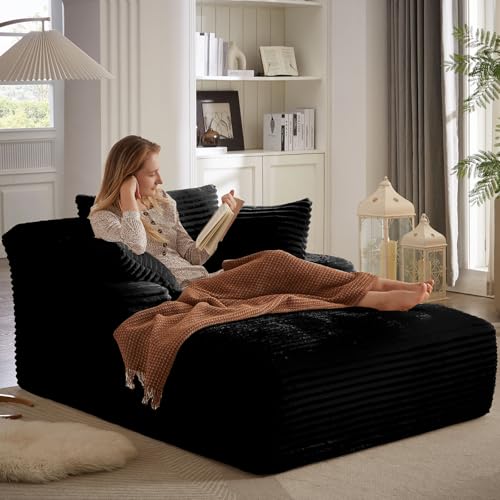 ODUWA Oversized Chaise Lounge Indoor, Sofa Bed with Throw Pillows and Armrests, Corduroy Sleeper...