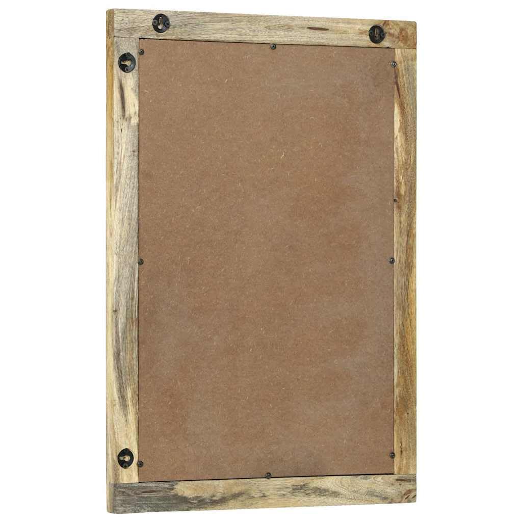 Badezimmer Spiegel rechteckig Natur 50 x 2,5 x 70 cm aus massivem Mangoholz mit klarem Glas für Bad, Flur, Schlafzimmer und Wohnzimmer, ideal zum Schminken und Rasur