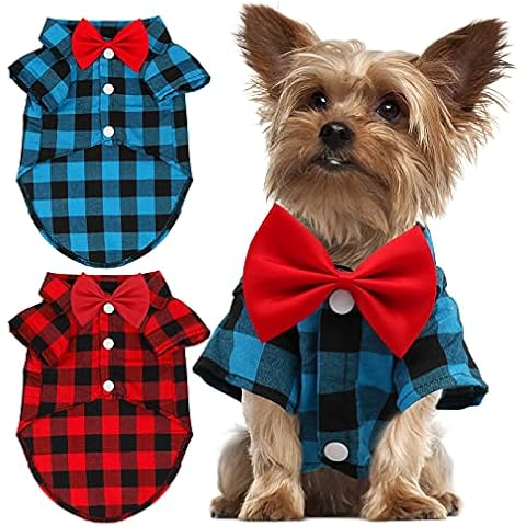 Paquete de 2 camisas a cuadros para cachorros GINDOOR Cover