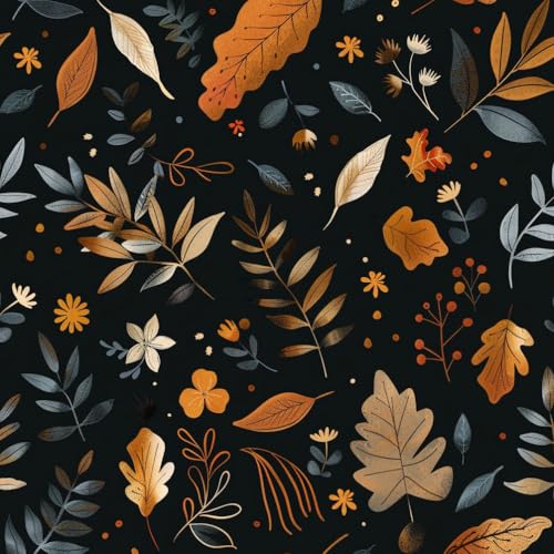 Vinilo adhesivo para pared Hojas de color marrón oscuro dibujadas a mano con motivos florales Papel tapiz adhesivo apto para inquilinos envoltura de vinilo para muebles dormitorio papel de contacto