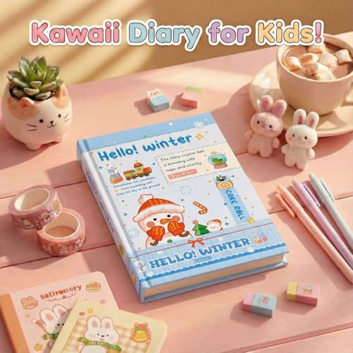 Image of FunBlast Diary for Girls - Christmas Kawaii Diary for Kids, Journal Diaries for Girls, Notepad for Students Stationary Items, Birthday Gifts (128 Sheets) (Blue-)