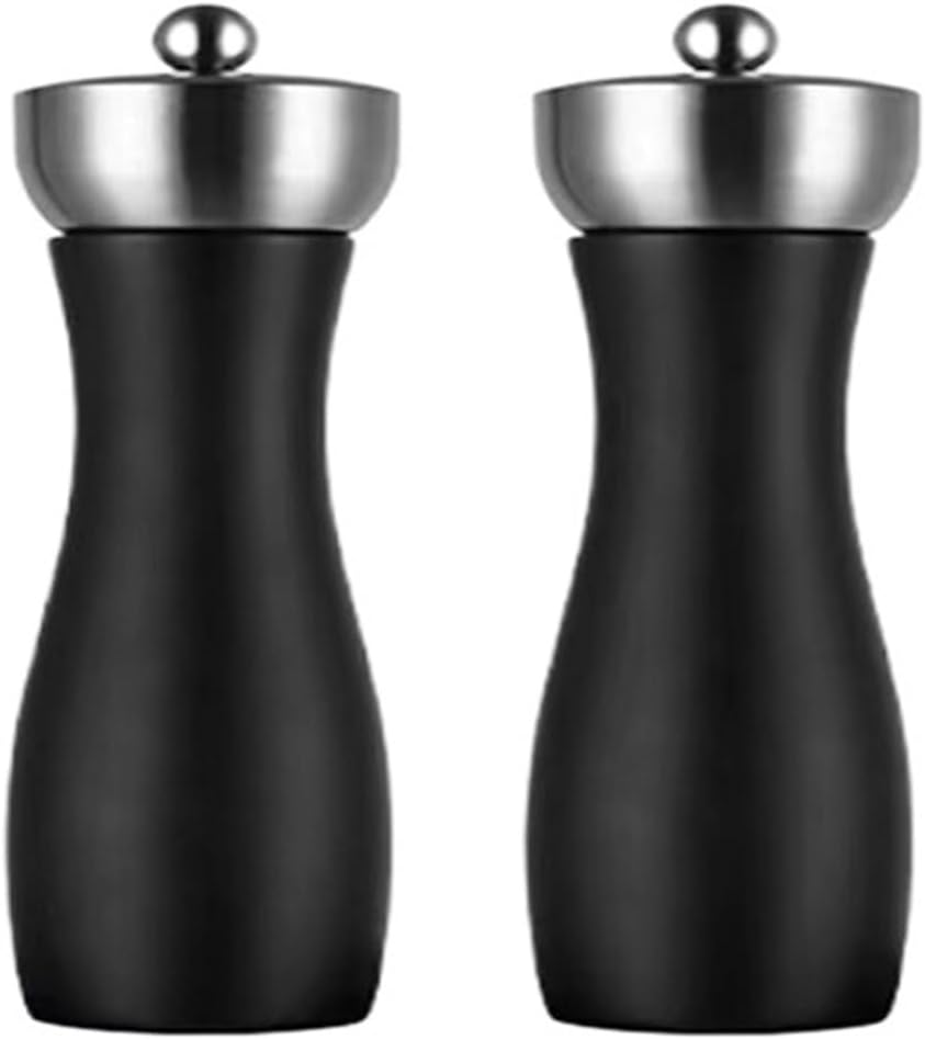 5/6/8/10/12 Inch Beech Wooden Pepper Grinder Set Manual Salt Spice Mills Handheld Adjustable Coarse Kitchen Tool(8in 2Pcs Black)