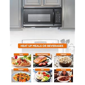 Commercial Chef 1.7 Cu. Ft. Over-The-Range Microwave Oven, 1000 Watt Microwave with 10 Power Levels, 300 CFM Hidden Vent Hood Fan, Touch Controls, LED Display, 10 Preset Options, CHMR17GB, Black Commercial Chef 17 Cu Ft Over The Range Microwave Oven 1000 Watt Microwave with 10 Power Levels 300 CFM Hidden Vent Hood Fan Touch Controls LED Display 10 Preset Options CHMR17GB Black