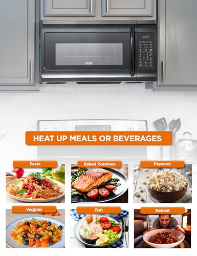 Commercial-Chef-17-Cu-Ft-Over-The-Range-Microwave-Oven-1000-Watt-Microwave-with-10-Power-Levels-300-CFM-Hidden-Vent-Hood-Fan-Touch-Controls-LED-Display-10-Preset-Options-CHMR17GB-Black Commercial Chef 17 Cu Ft Over The Range Microwave Oven 1000 Watt Microwave with 10 Power Levels 300 CFM Hidden Vent Hood Fan Touch Controls LED Display 10 Preset Options CHMR17GB Black