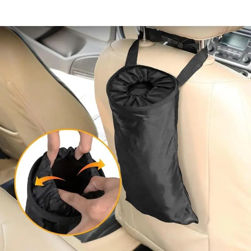 Black Multifunctional Car Mounted Suspended Garbage Bins Foldable Portable Storage Bag Vehicles Backrest Storage Bag
