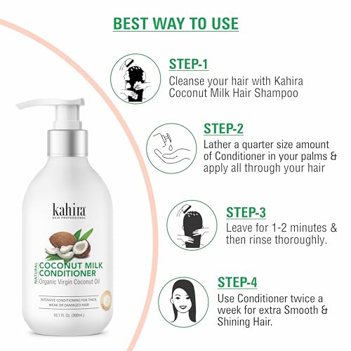 Image of Natural Coconut Milk Conditioner | With Organic Virgin Coconut Oil | Intensive Conditioning for Thick, Weak or Damaged Hair | Dermatologically Tested | 300ml (10.1 Fl. Oz.)