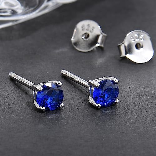 2 Pairs Adabele Authentic Sterling Silver Birthstone Stud Earrings 4mm 4mm/0.25 Carat Tiny Cubic Zirconia Imitation Diamond Gemstone Hypoallergenic Nickel Free Tarnish Resistant Women Men Jewelry3