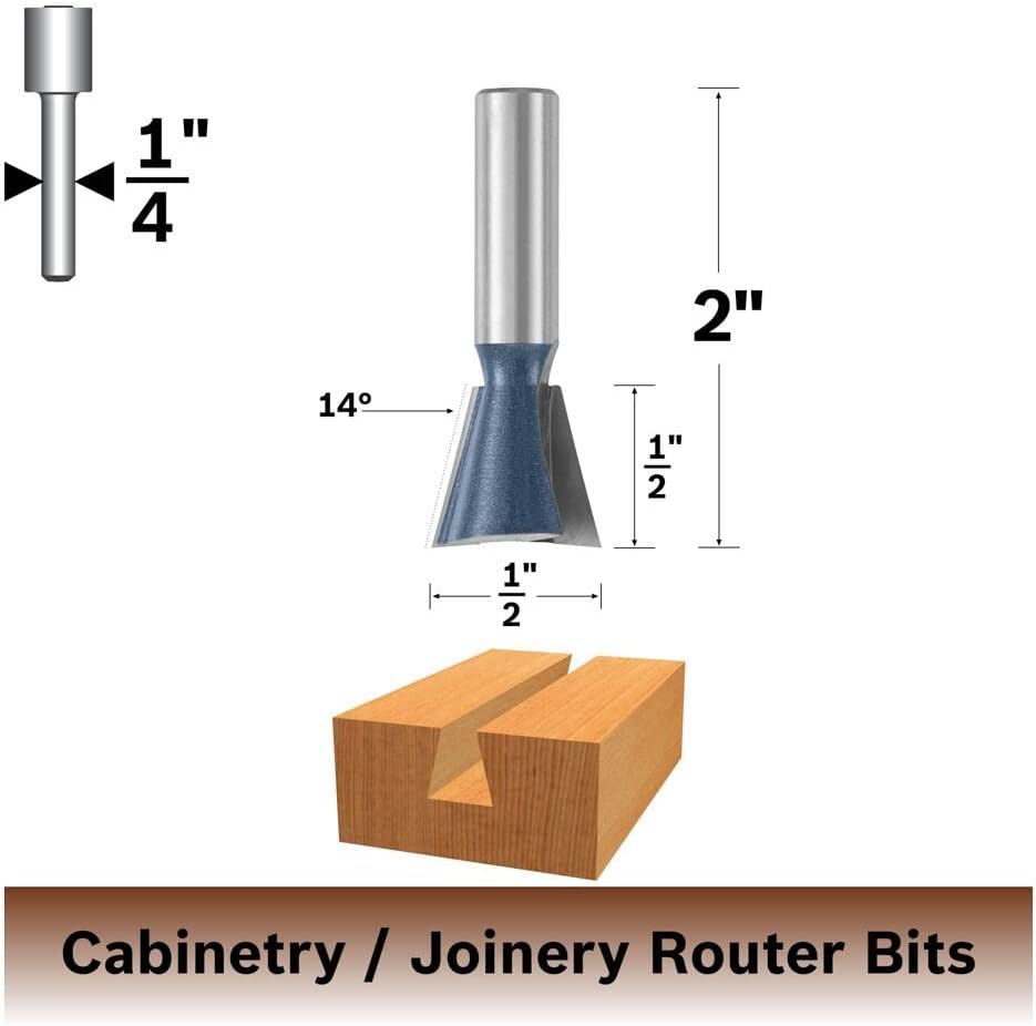 Bosch 84703M 14° x 1/2 In. Carbide Tipped Dovetail Bit