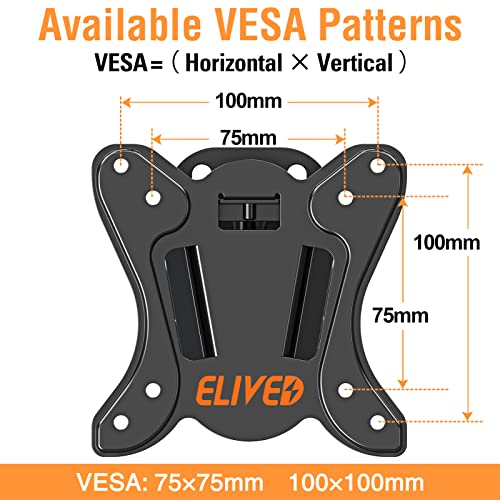 Elived Tv Wall Mount Small Monitor Mount Bracket With Adjustable Tilt Swivel For Most 13-30 Inch Led Lcd Oled Tvs, Single Stud Perfect Center Design, Vesa Size Up To 100X100Mm And Holds Up To 33 Lbs #TOP4