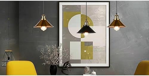 Miniatura 3 de 2 Pack Industrial Pendant Lights Battery Operated with Remote,Indoor Non Hardwired Hanging Lights Fixtures,Gold Vintage Pendant Lighting Lamp for