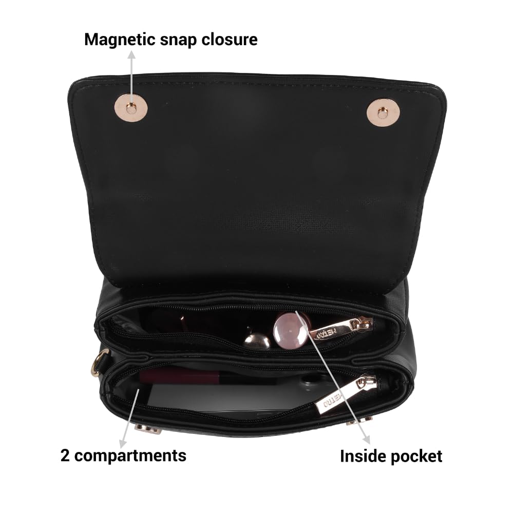 Image of Metro Women Classic Textured Handbag with Detachable Strap