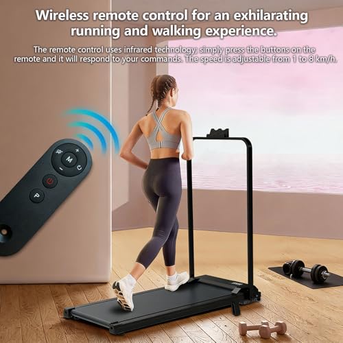 Image of Walking Pad with Handle Bar, 1.2HP Electric Portable Small Treadmills for Home Small Spaces,0.6-4.9MPH Compact Walking Pads Treadmill with Handles, 350LBS