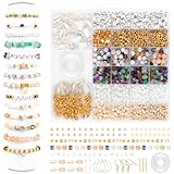 TaoTazon Perlen für Armbänder, Edelstein Perlen Set, Perlen Zum Auffädeln für DIY Handwerk Armbänder mit Elastischem Schnur - Sortierte Farben & Formen