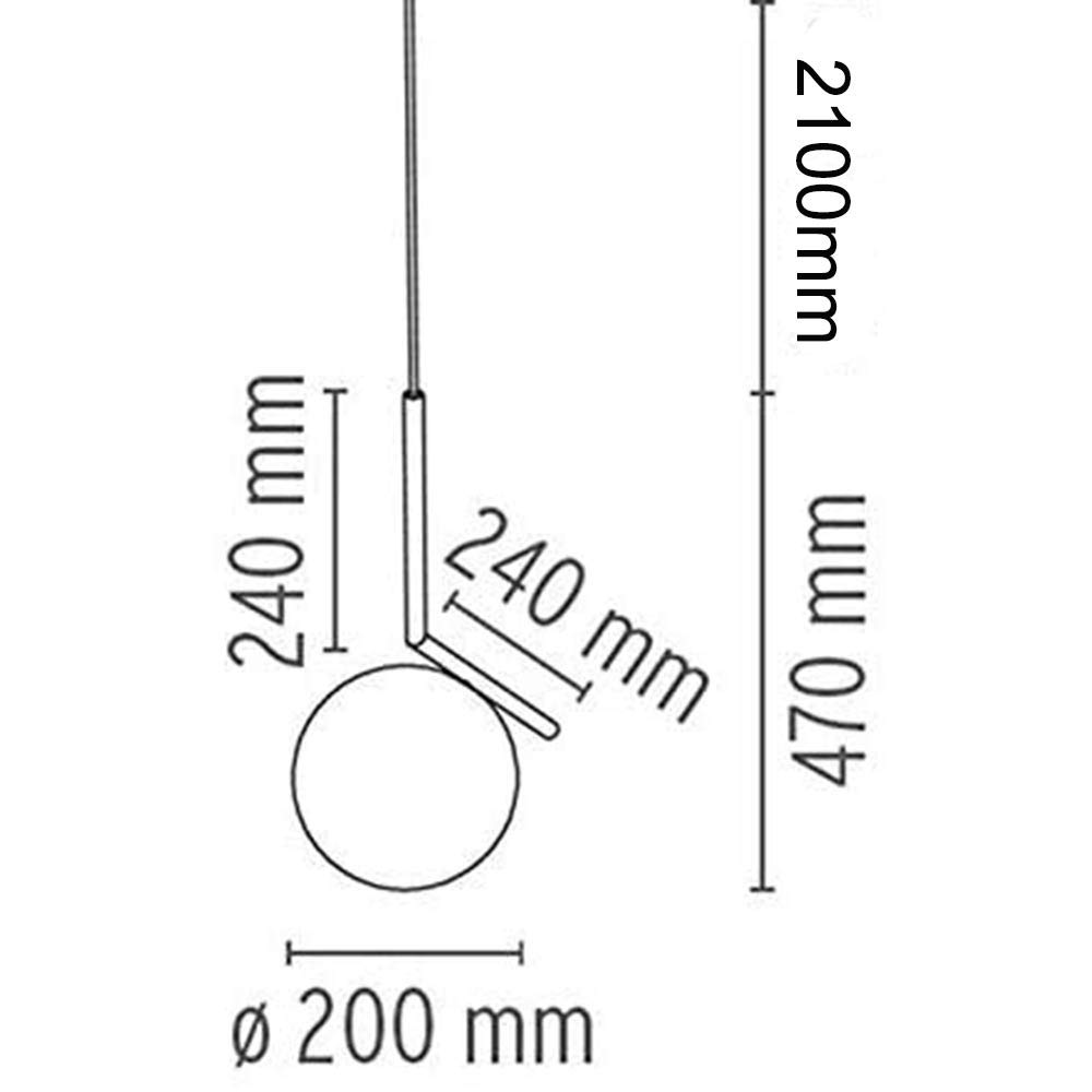 Nowoczesna modna sferyczna lampa wisząca, chromowane żelazo i szkło lampa wisząca żyrandol lampa wisząca (20 cm)