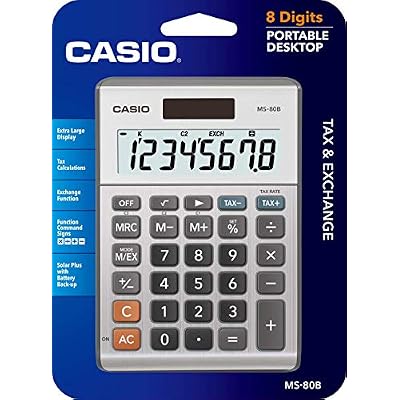 Casio MS-80B Calculator Desktop Calculator with Tax & Currency Tools | General Purpose | Large Display | Ideal for Home, Office & Everyday Math