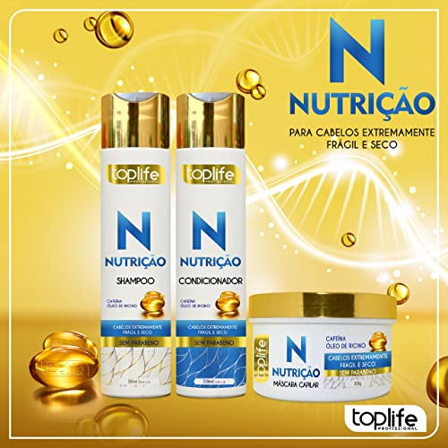 Máscara Capilar Nutrição, Toplife Profissional, Cafeína e Óleo de Ricino 300g