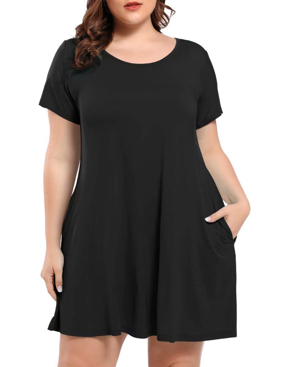 BELAROIWomens Plus Size Casual Dresses Summer Tshirt Dress Swing Short Sleeve Vacation Beach Coverup