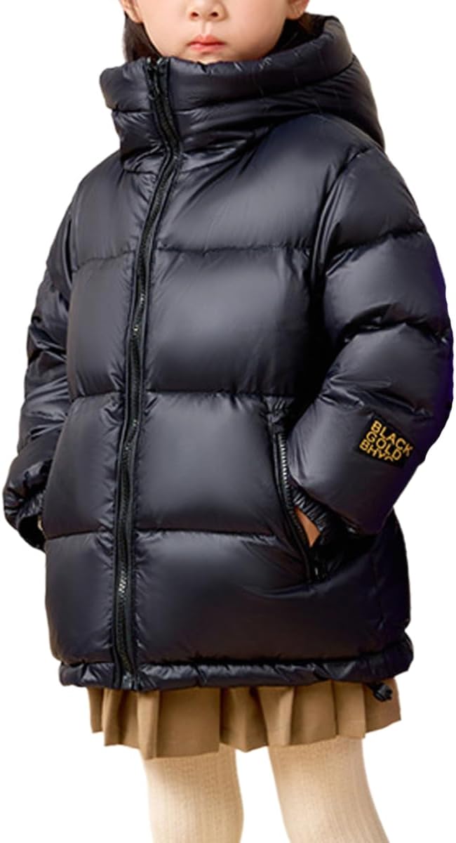 Eternatastic Kids Boy Girl Hooded Down Jacket Winter Weather Resistant Down Coat Insulated Quilted Bubble Puffer