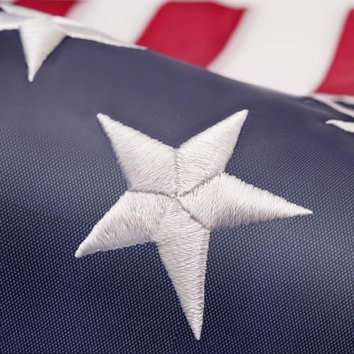 QLASH Small US American Flag 2x3 ft 210D Heavy-Duty Nylon Embroidered Stars Brass Grommets Durable Patriotic Banner for Home Yard or Garden Vibrant Display Weather-Resistant