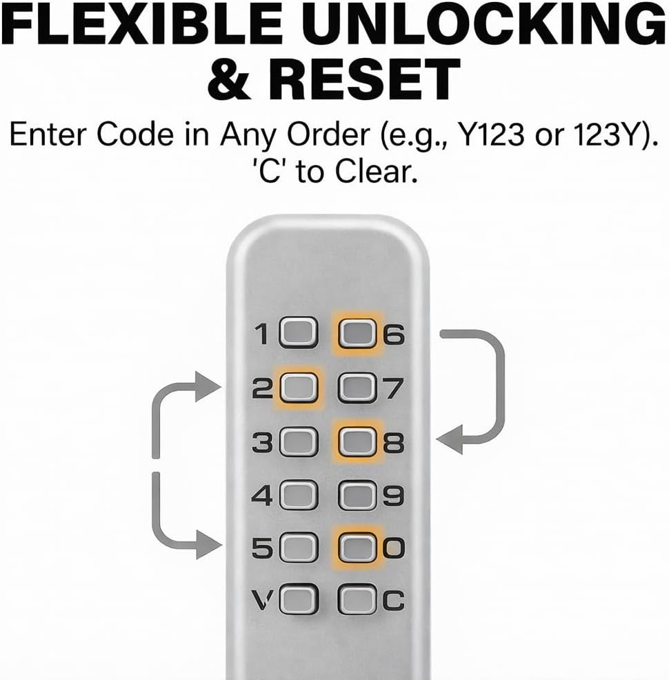 Mechanical Keyless Entry Door Lock, 12 Key Mechanical Door Lock, Combination Code Gate Locks with Handle, Mechanical Keypad Door Knob, for Home Office Garage Yard