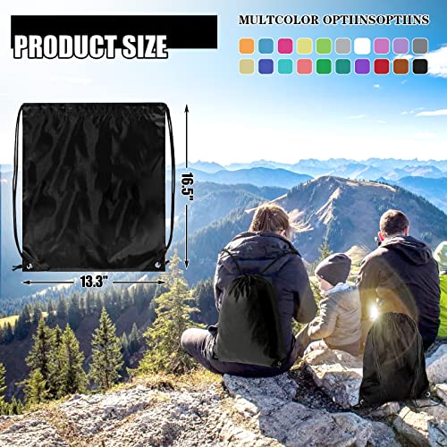 Drawstring Backpack Bulk 100Pcs Cinch Bag,Polyester Drawstring Bags for Gym Beach Sports Short Trip Party(Black)4