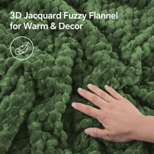 Image of BEDELITE Fluffy King Comforter Set, Olive Green Fleece Bed Set 3 Pieces