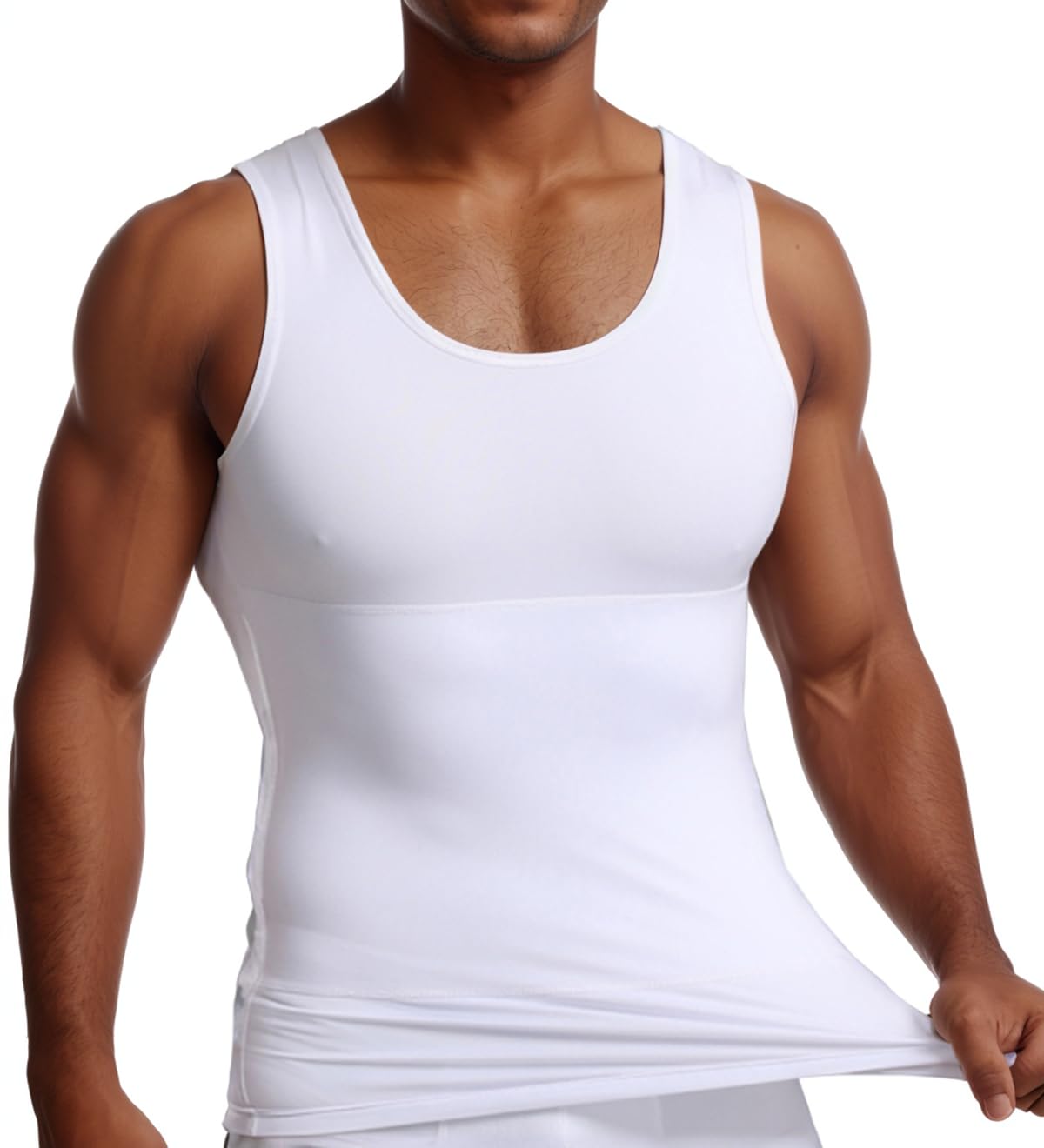 Camiseta Reductora para Hombre con Efecto Vientre Plano Camiseta Interior de compresión sin Mangas de algodón Body Shaper un Vientre más Plano