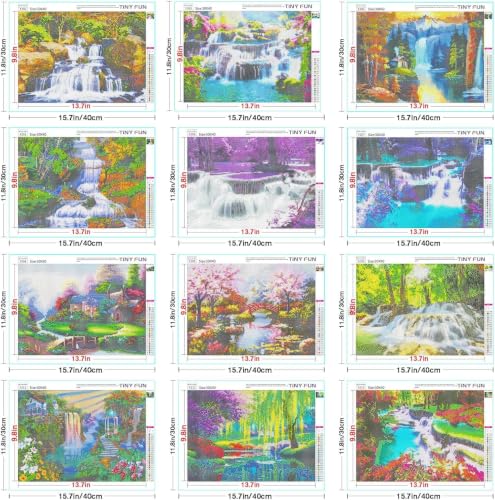 Image of TINY FUN 12 Pack Diamond Art Kits for Adults & Beginners 5D Diamond Painting with Round Full Drill for Home Wall Decor Gift