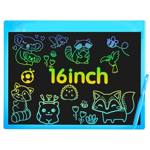 Image of proffisy Plastic Colourful Screen LCD Writing Tablet 16 Inch USB Rechargeable Electronic E-Note Scribble Board for Kids and Adults at Home (Blue)