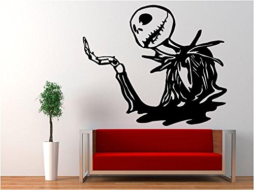 Jack Skellington - Halloween Nightmare Before Christmas Decal Sticker for Laptop Mac Window Wall Room Truck Car (5.5" inches (Black)