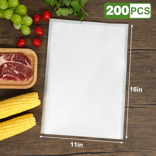 Moretoes 200pcs Vacuum Sealer Bags, Food Saver Bags Gallon 11" x 16" BPA Free, Pre-cut Commercial Grade Vac Bags for Food Storage, Meal Prep or Sous Vide by Moretoes - Image 2