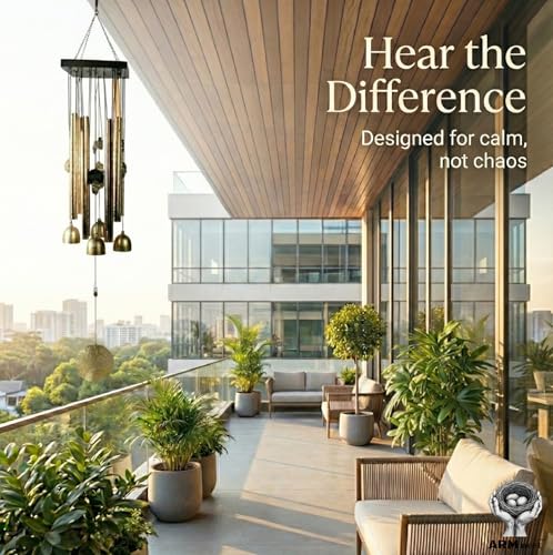 Image of Wind Chime | Wind Chimes for Balcony | Wind Chimes for Home Positive Energy | Home Decoration(Golden,Pipe & Hanging Bells)