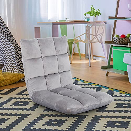 Nouva Gaming Floor Chair Adjustable 14-Position Floor Sofa Bed Foldable Floor Cushions Seating Video Game Chairs Bean Bag Chair Reading Chair for Adults Kids Teens for Bedroom Living Room Indoor,Grey