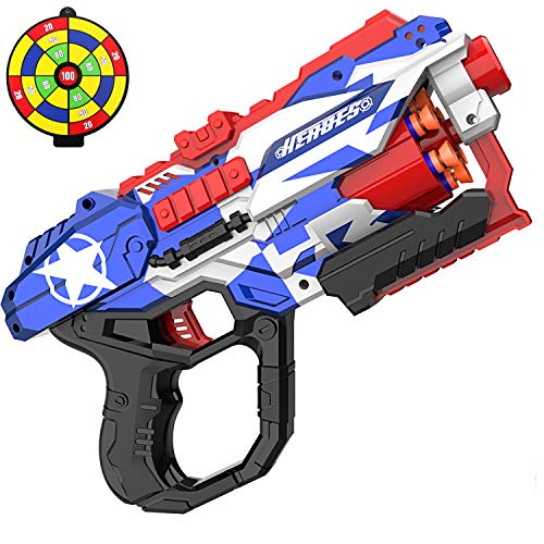 okk Blaster Pistol Toy for Kids, Blaster Pistol with 60 PCS Foam Darts Bullets and One Shooting Target Soft Bullet Pistol for Kids Birthday Gifts Party Supplies Hand Pistol Toys for Boys (Blue)