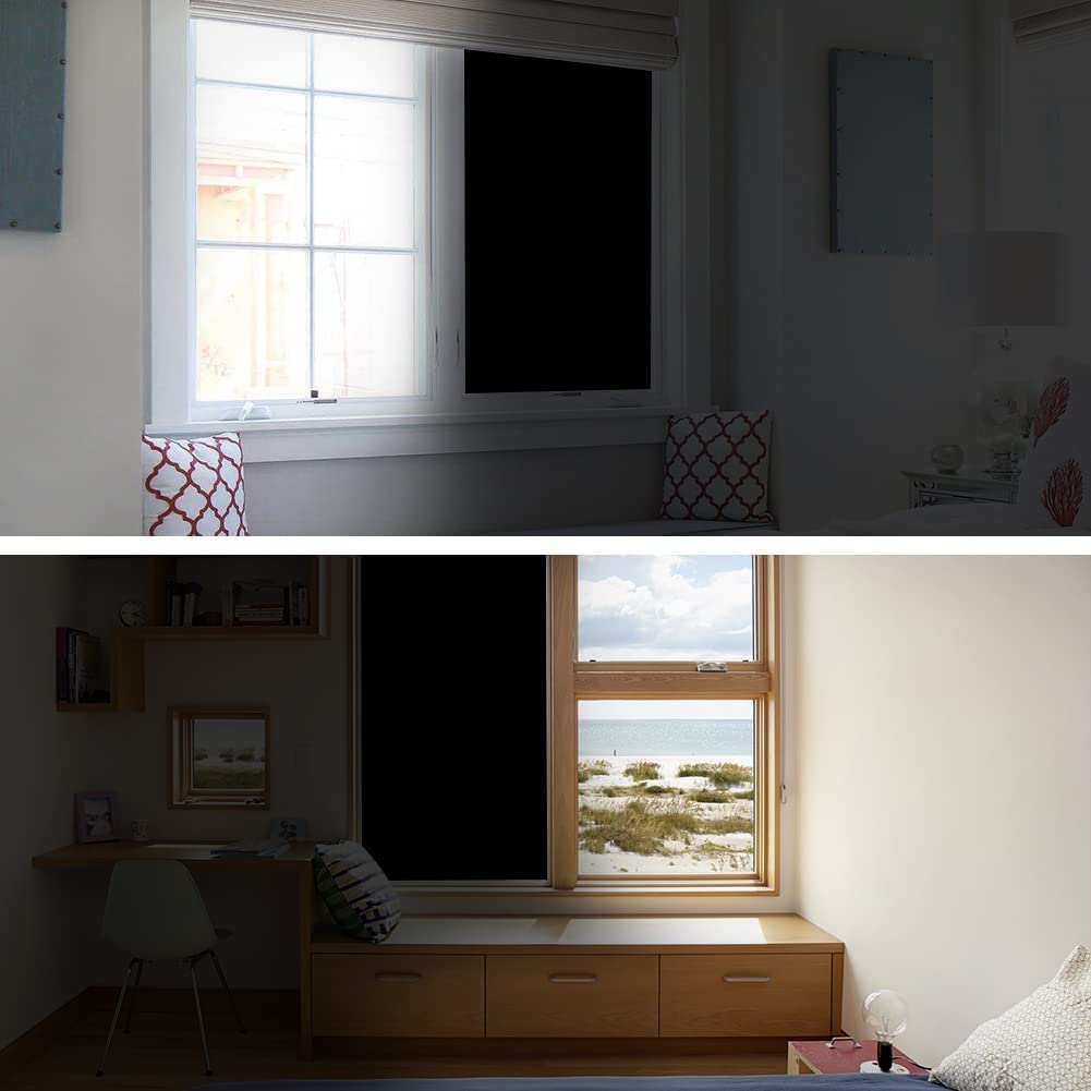DDARUITE Totale verduistering raamfolie, Privacy raamfolie, zwart matte