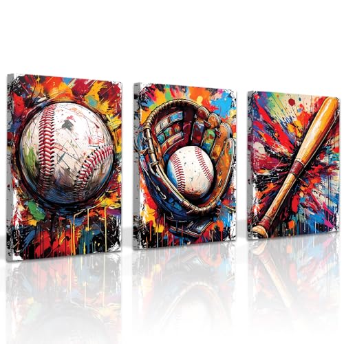 Toile murale de baseball finition graffiti premium deco de caractère encadrée