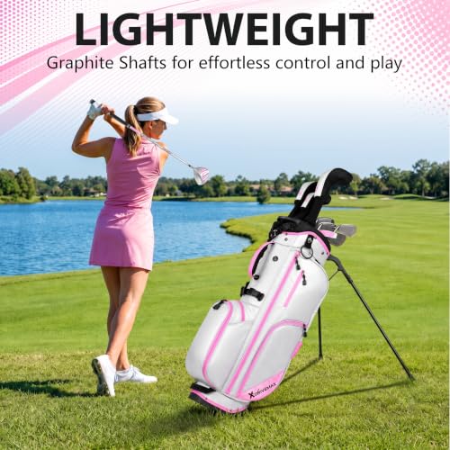 Image of XDriveMax Men's & Women's Complete Golf Clubs Set (11-Piece Package), Lightweight Graphite /Steel Shafts, 460cc Driver, 3 Wood, Hybrid, 5-9 Iron+PW+SW, Blade Putter, Deluxe Stand Bag (Right /Left Hand)