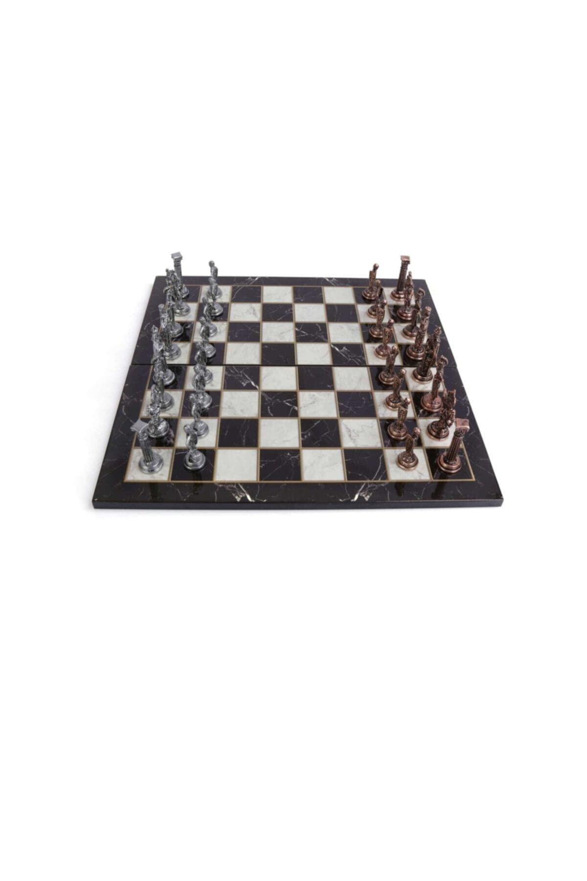 ZAW Schach Britische antike Kupferschachfiguren und faltendes Marmormuster MDF-Tabellenspiel Spaß Intelligenz Chess (Color : A)