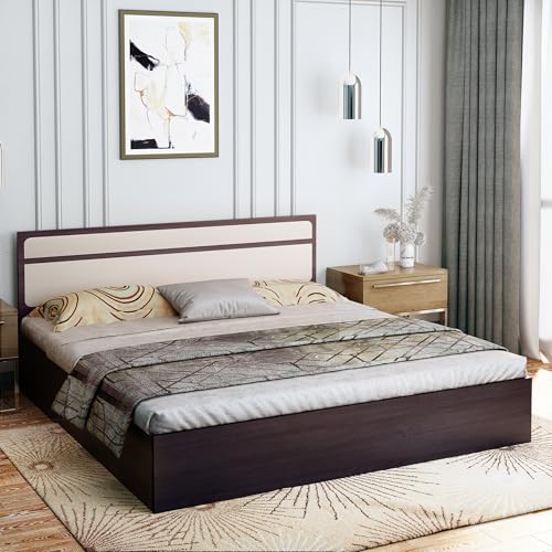 Image of Bharat Lifestyle Helena Engineered Wood Queen Box Bed with Storage | Wenge Finish Wooden Double Bed for Bedroom & Living Room | Knock Down Delivery | 1 Year Warranty | 72x60 Inch Mattress Size