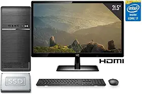Computador Completo Intel Core i7 16GB SSD 480GB Monitor Full HD 21.5' HDMI CorPC Fast, Preto