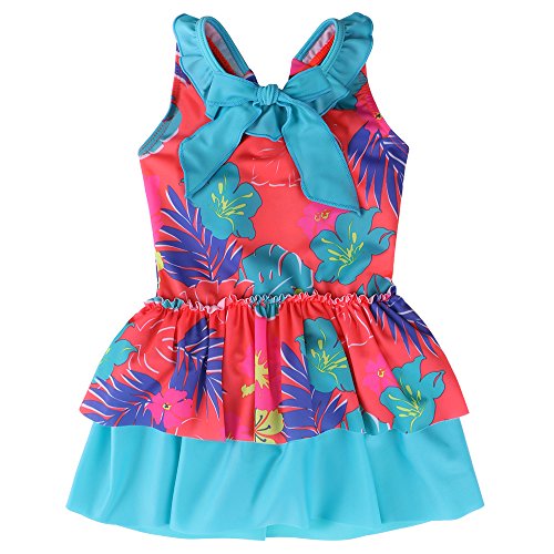 BAOHULU Toddler Girls Swimsuit One Piece Cute Floral Dress Swimwear 3-8 Years
