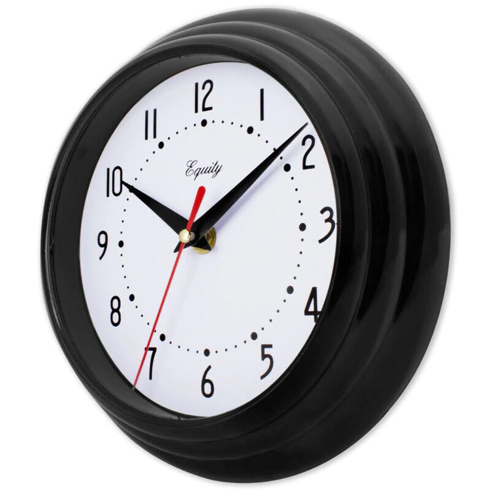 Equity 25013 8 Inch Black Basics Quartz Wall Clock
