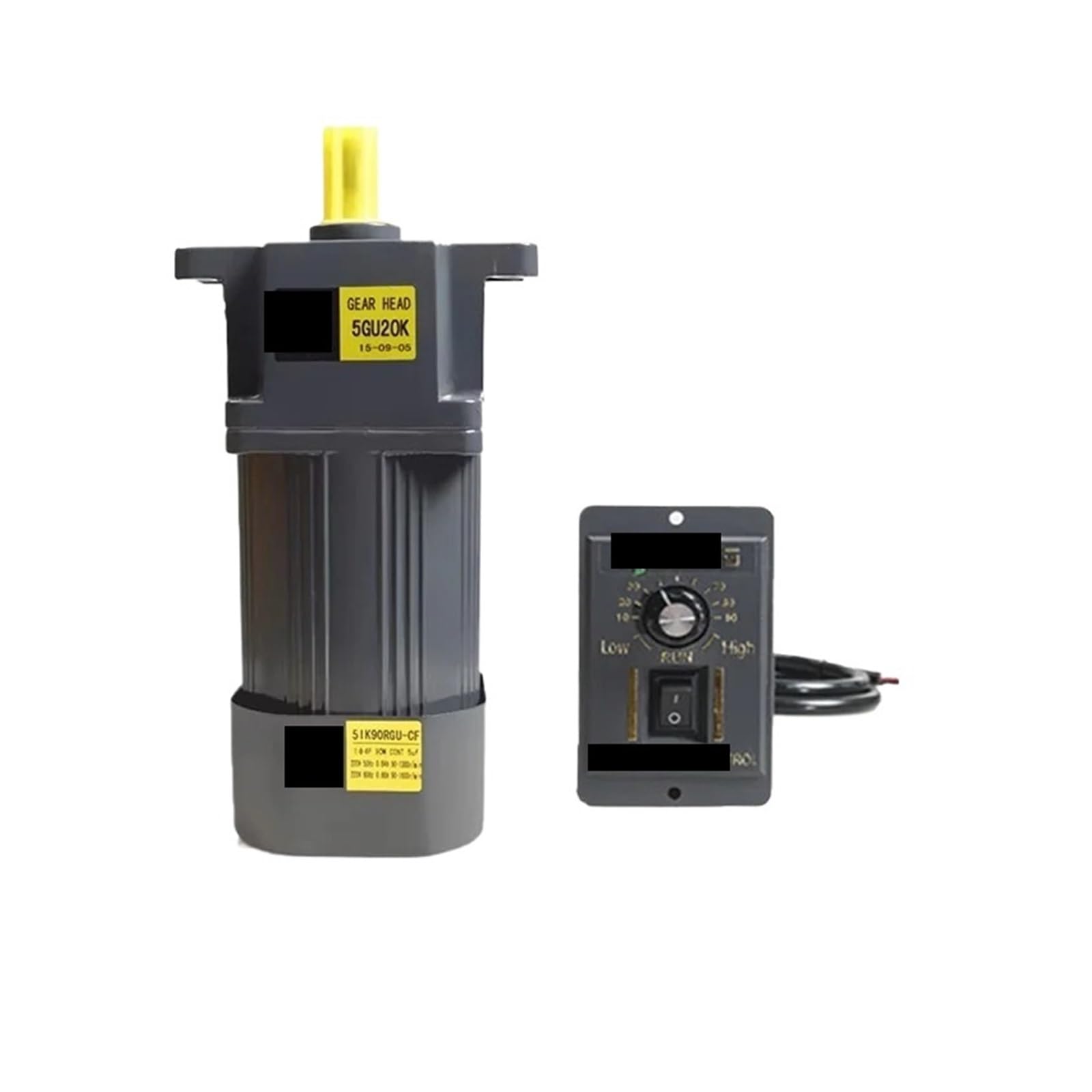 HYRBNSDLK Asynchronous Motor 90W 110V with Ears with Speed Regulator 5IK90RGU-CF Single-Phase Shaft Diameter 15mm(0-27RPM)