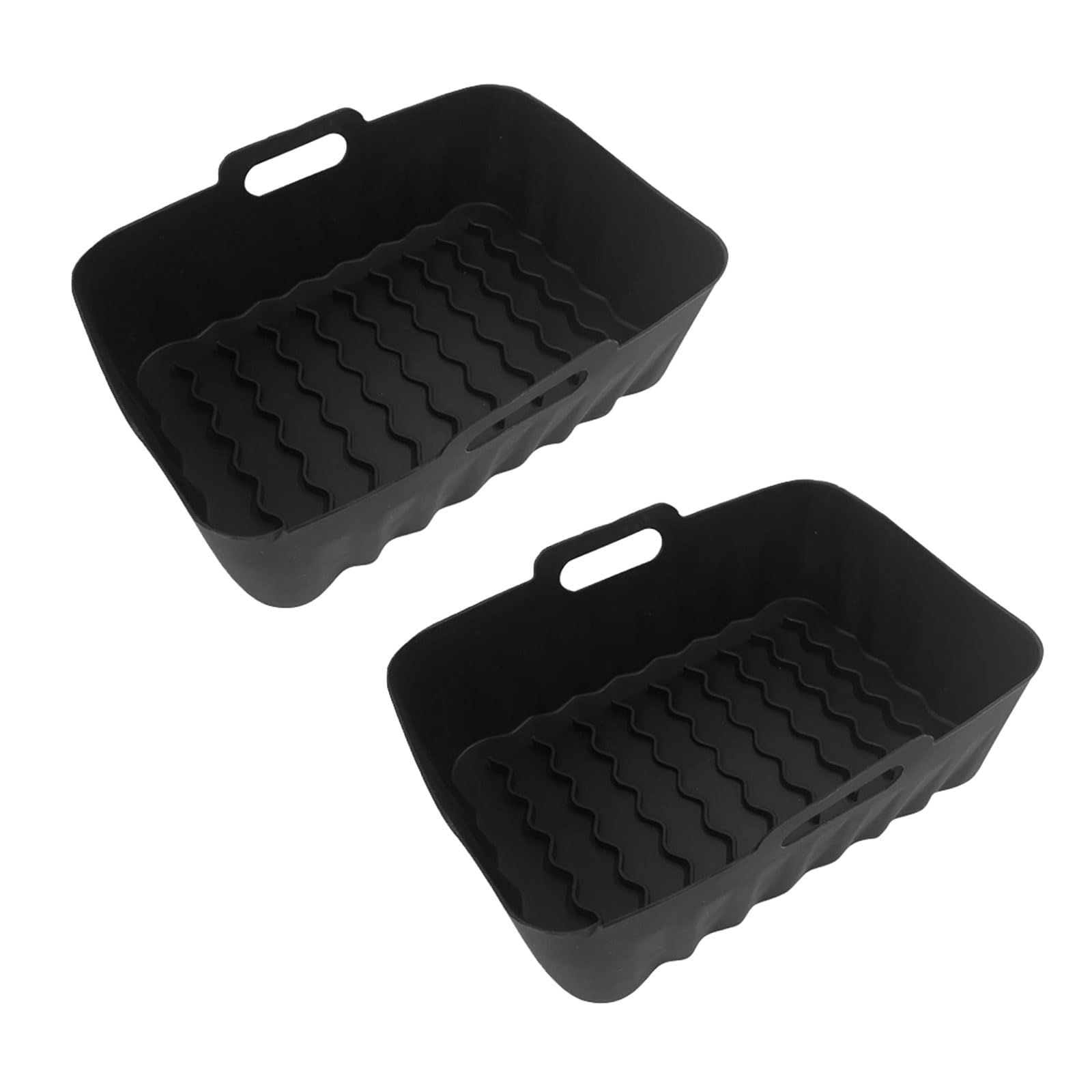 Mekalero 1Pair Thicken Silicone Mold Basket Suitable for Air Pot Oven Baking Tray Fried Chicken Pizza Mat Mess Free Cooking Non Stick Silicone Liner Ailicone Baking Mat for Air Grill